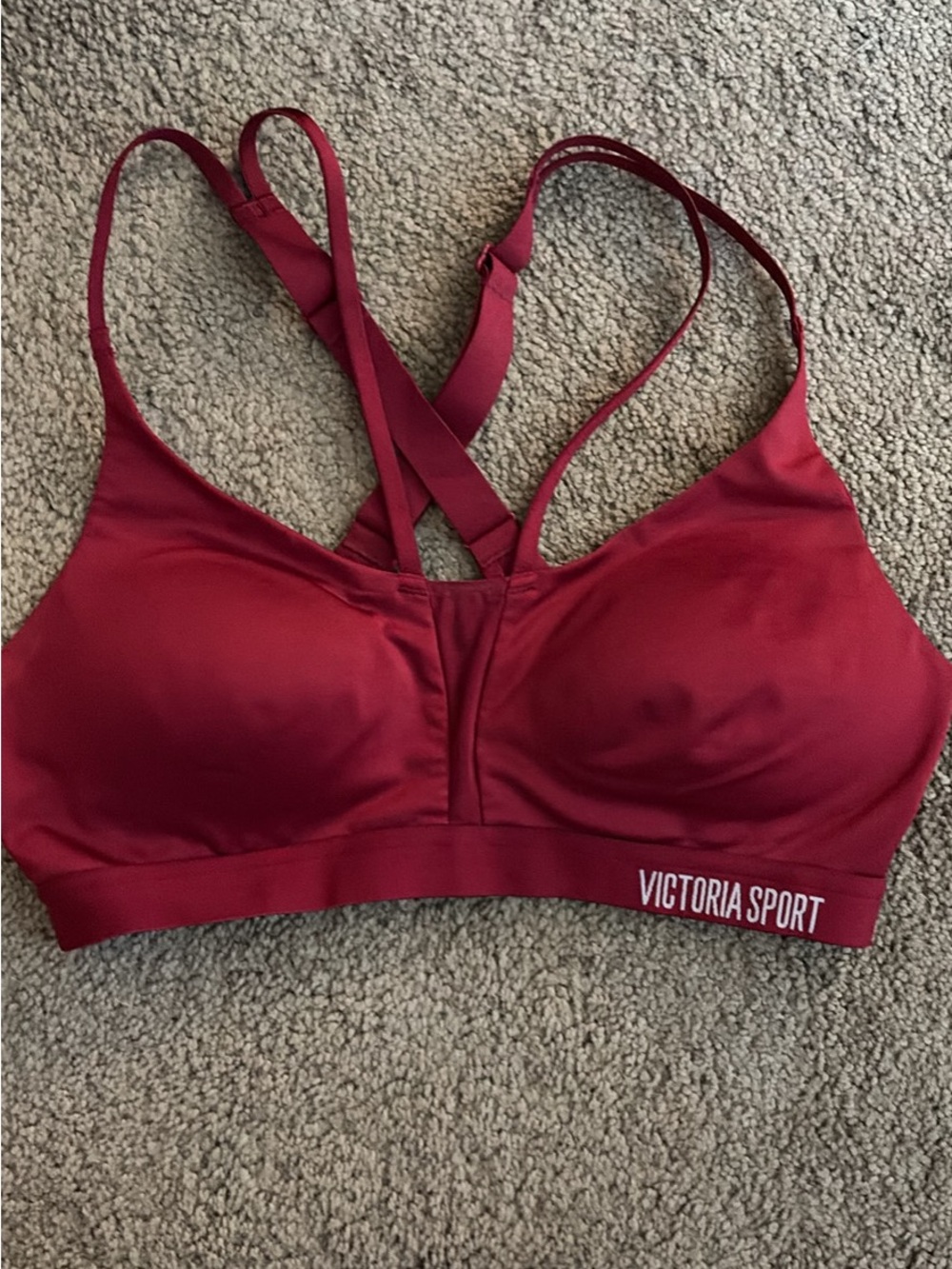 Women's Burgundy Strappy Sports Bra